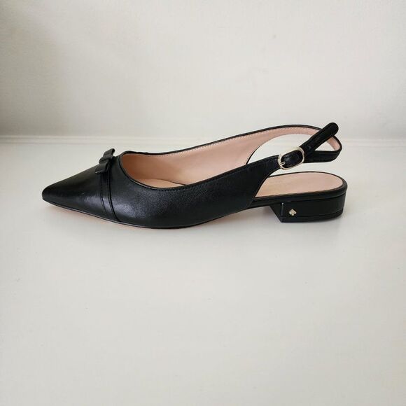 NWT Kate Spade Slingback Flat (6) Veranda, Black Leather - Picture 7 of 10